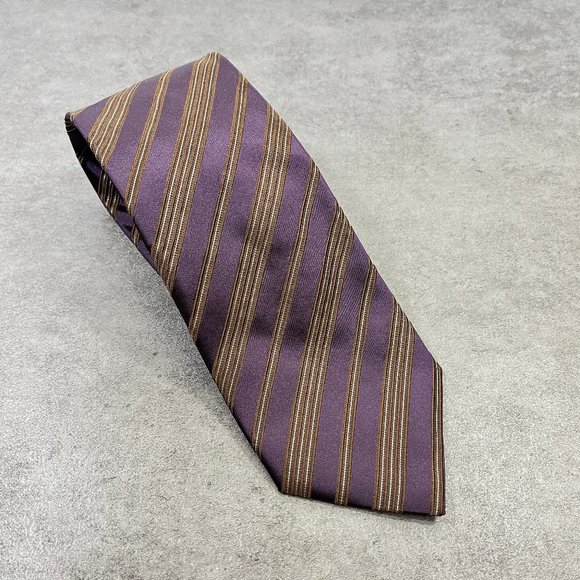 Canali Made in Italy Purple Striped Silk Tie